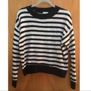 Black and White Striped Pullover Sweater